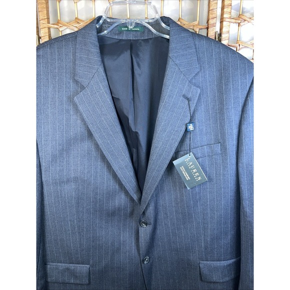NWT Lauren Ralph Lauren Single Breasted 2 Buttons Pinstripe Suit Jacket50 Reg
